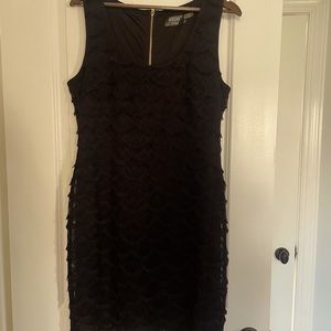 Black with lace overlay cocktail dress.